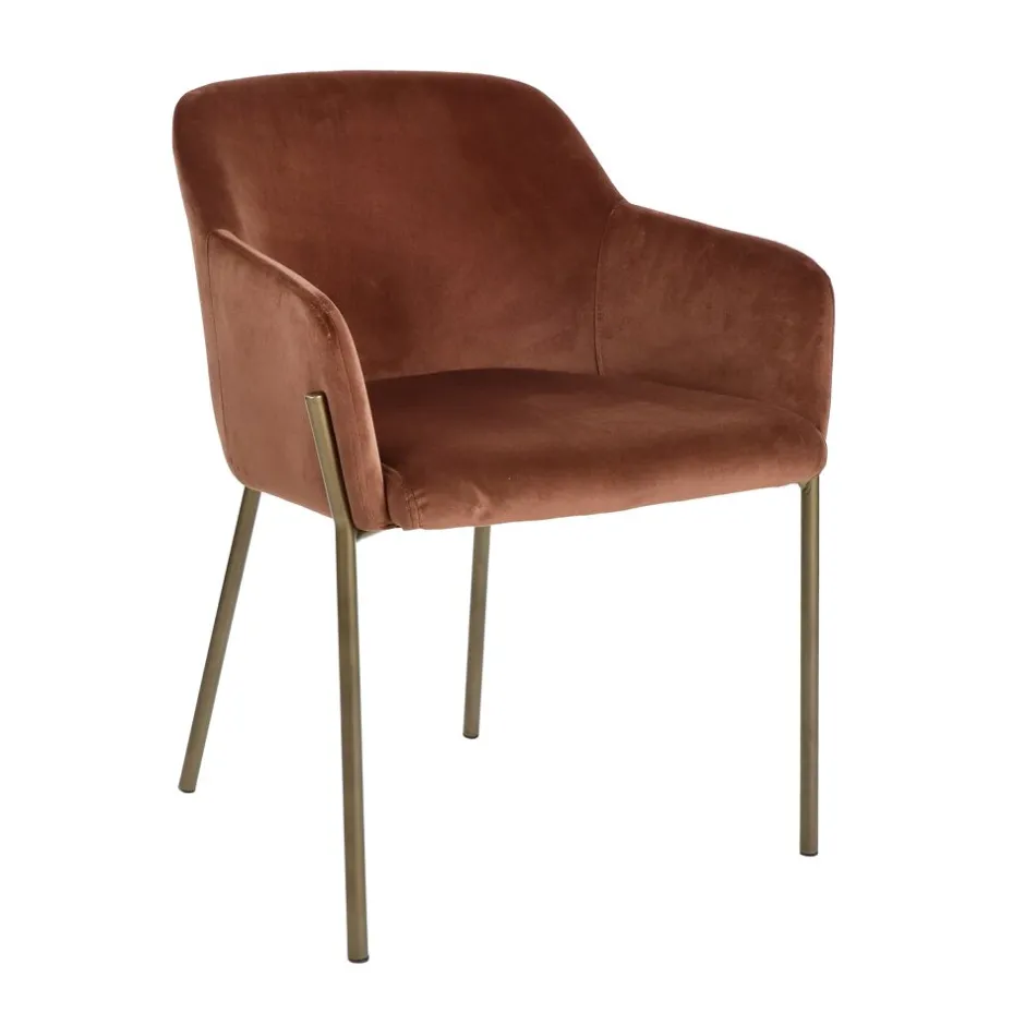Pomax Chaises-LOUISE - chaise - velours / métal - L 60 x W 58 x H 79 cm - cannelle