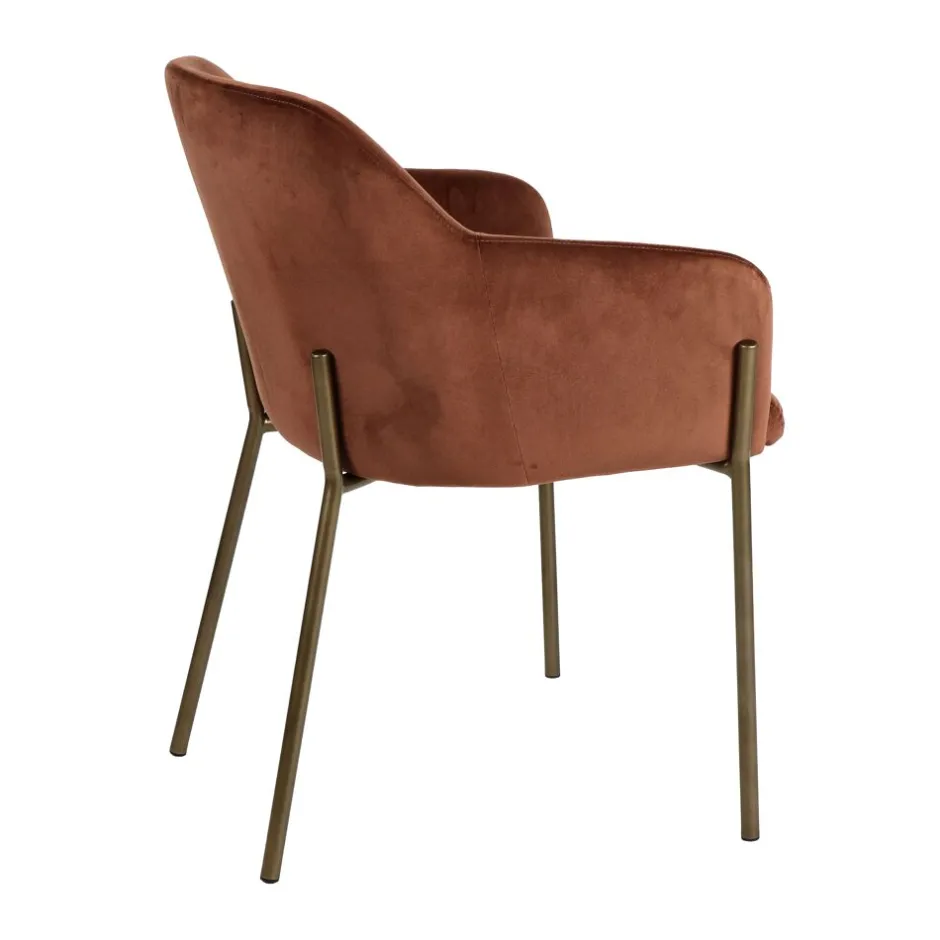 Pomax Chaises-LOUISE - chaise - velours / métal - L 60 x W 58 x H 79 cm - cannelle