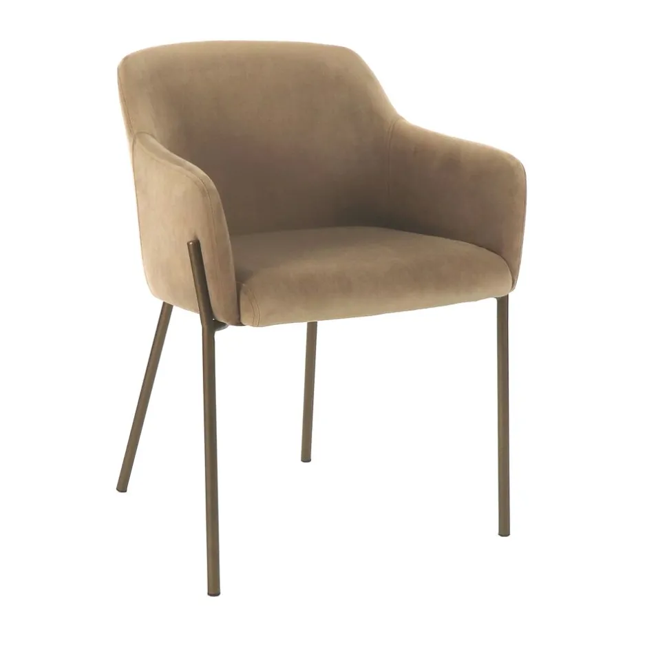 Pomax Chaises-LOUISE - chaise - velours / métal - L 60 x W 58 x H 79 cm - champagne