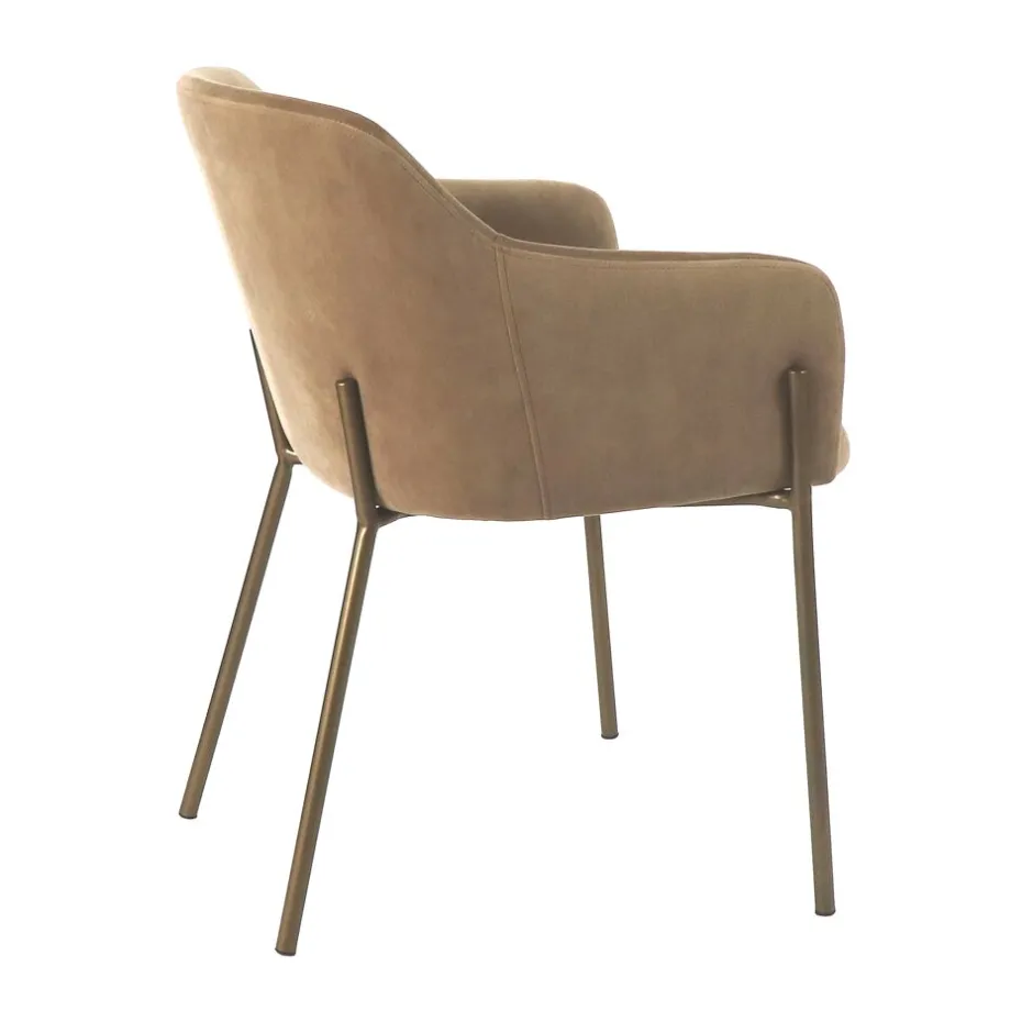 Pomax Chaises-LOUISE - chaise - velours / métal - L 60 x W 58 x H 79 cm - champagne