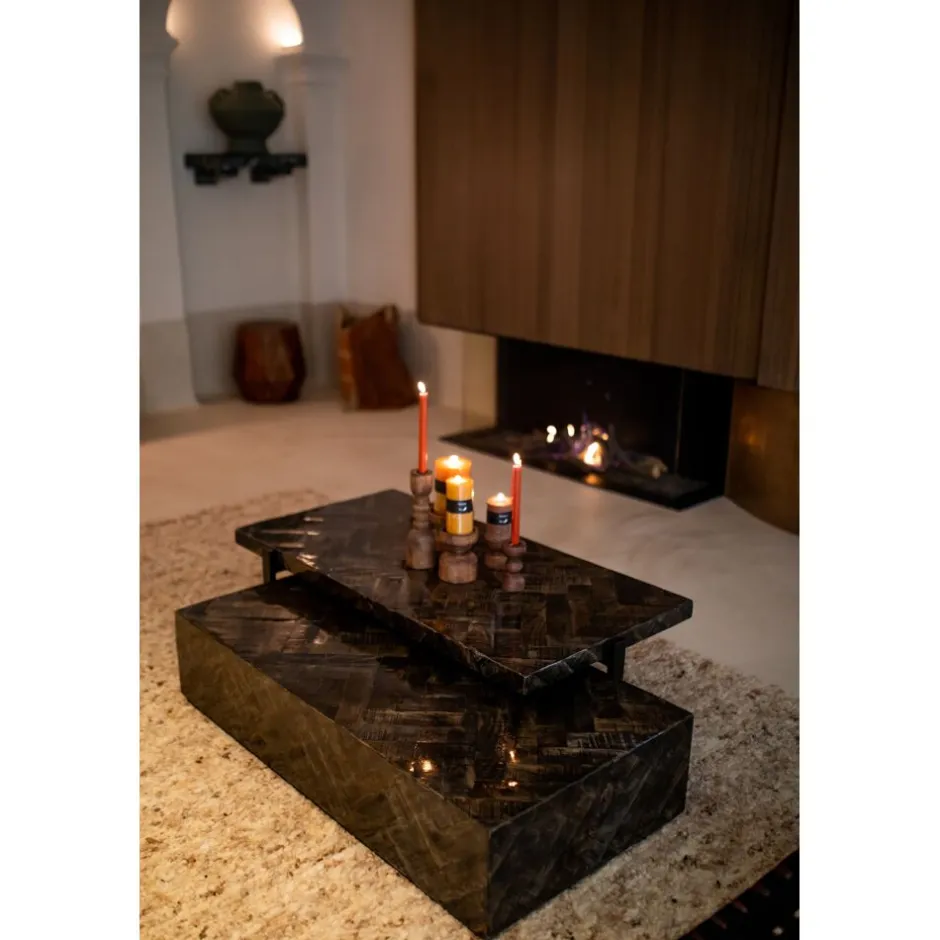Pomax Tables Basses | Tables-LOXTON - table basse - bois de mangier / métal - L 122 x W 65 x H 36 cm - brun foncé