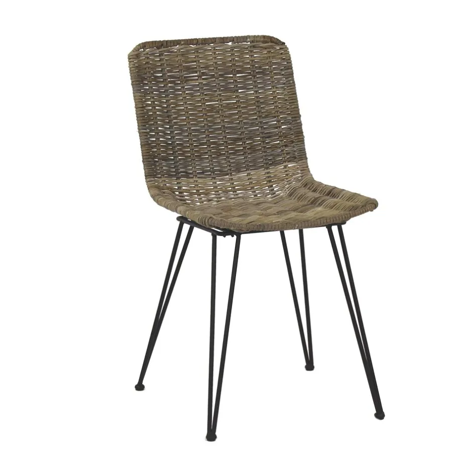 Pomax Chaises-LUCE - chaise - rotin / métal - L 60 x W 43 x H 79 cm
