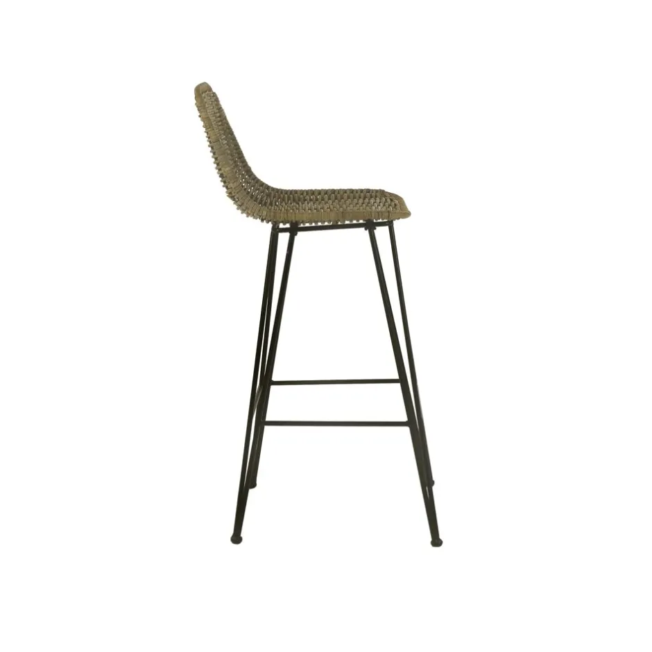 Pomax Chaises De Bar | Tabourets-LUCE - chaise de bar - rotin / métal - L 43 x W 40 x H 91 cm