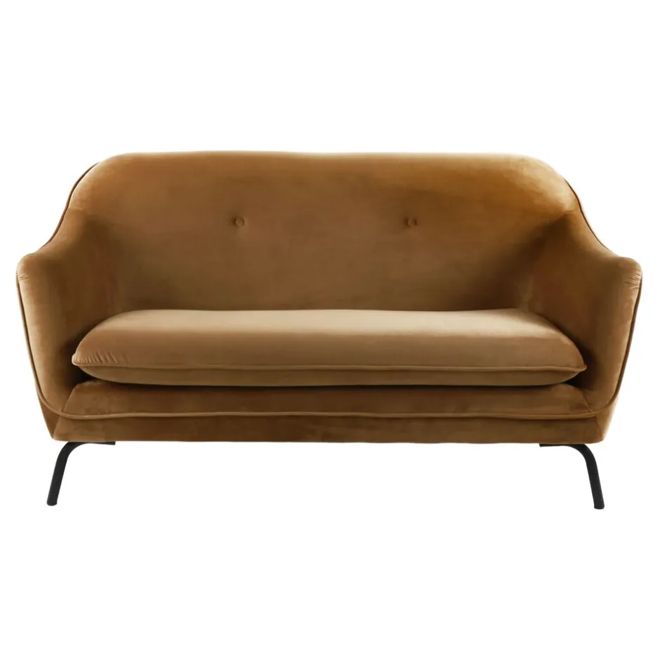 Pomax Canapés-LUSSO - canapé 2 places - velours / métal - L 149,5 x W 76 x H 86 cm - caramel