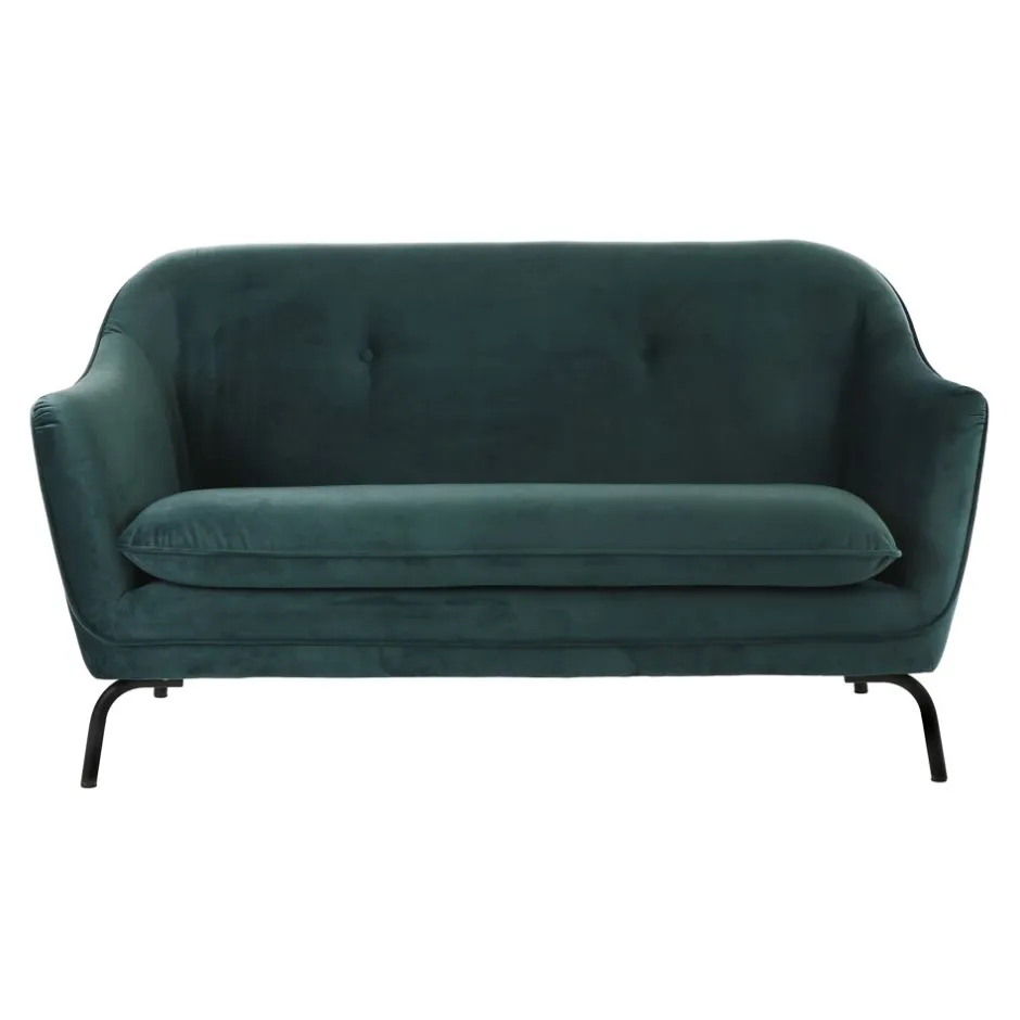 Pomax Canapés-LUSSO - canapé 2 places - velours / métal - L 149,5 x W 76 x H 86 cm - gris vert