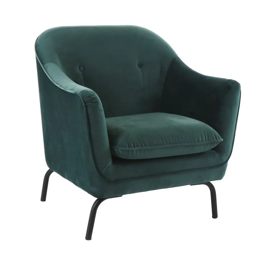 Pomax Canapés-LUSSO - fauteuil - velours / métal - L 80 x W 76 x H 86 cm - gris vert