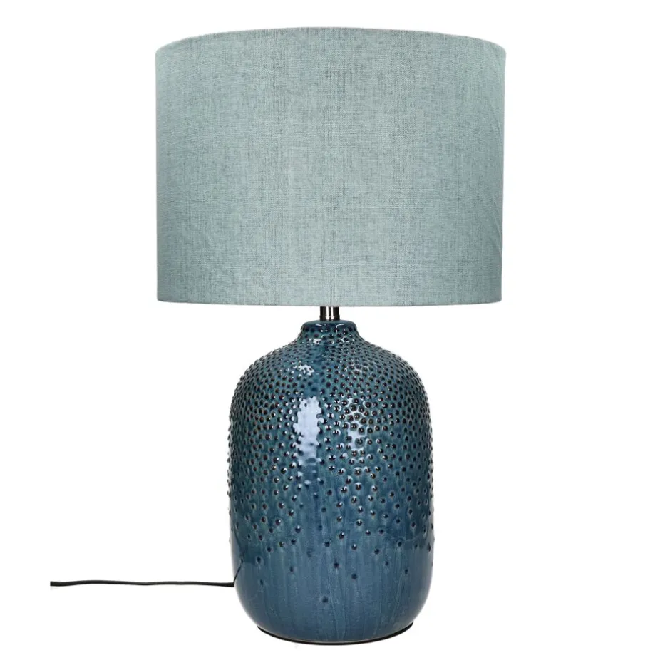 Pomax Lampes De Table-LUZ - lampe de table - céramique / métal - DIA 33 x H 55,5 cm - bleu glacier