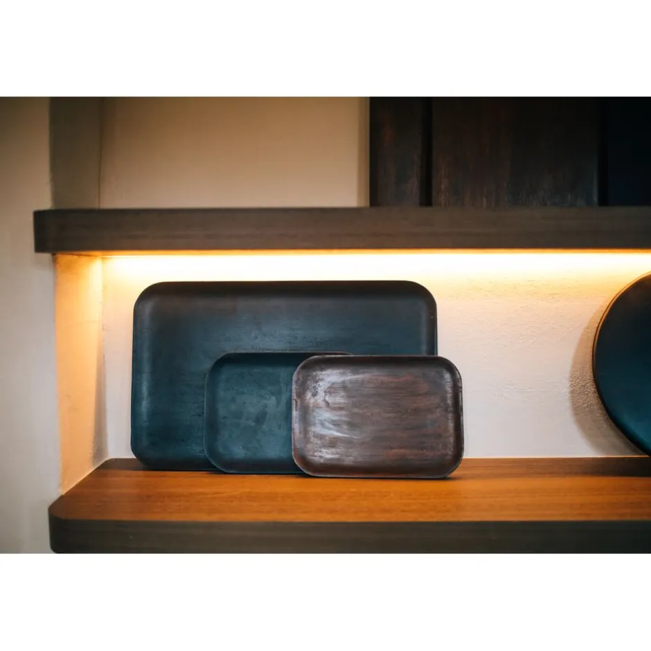Pomax Plateaux-MACLEAR - plat - bois d'acacia - L 52 x W 32 x H 1,25 cm - noir