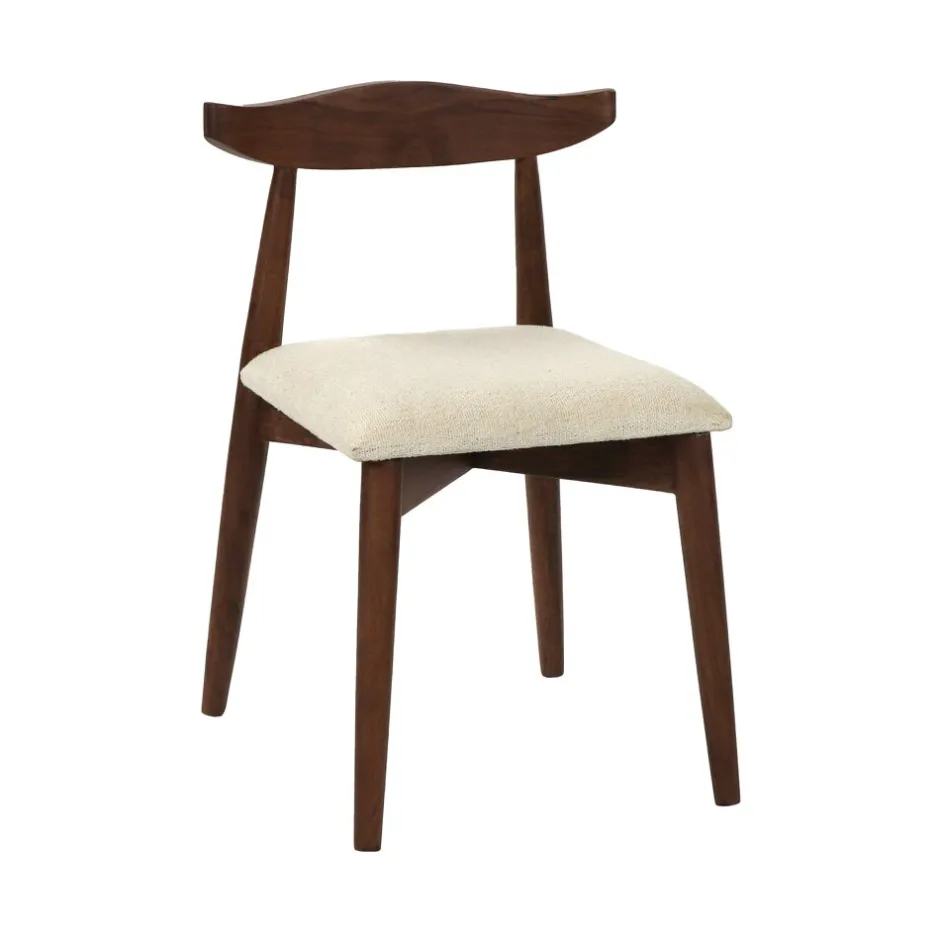 Pomax Chaises-MANDELA - chaise - bois d'acacia / lin - L 46,5 x W 53,5 x H 74 cm - brun