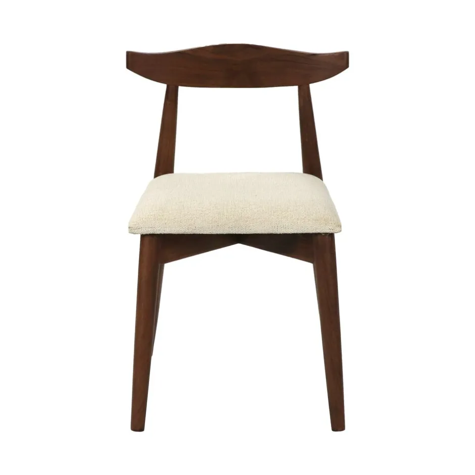 Pomax Chaises-MANDELA - chaise - bois d'acacia / lin - L 46,5 x W 53,5 x H 74 cm - brun