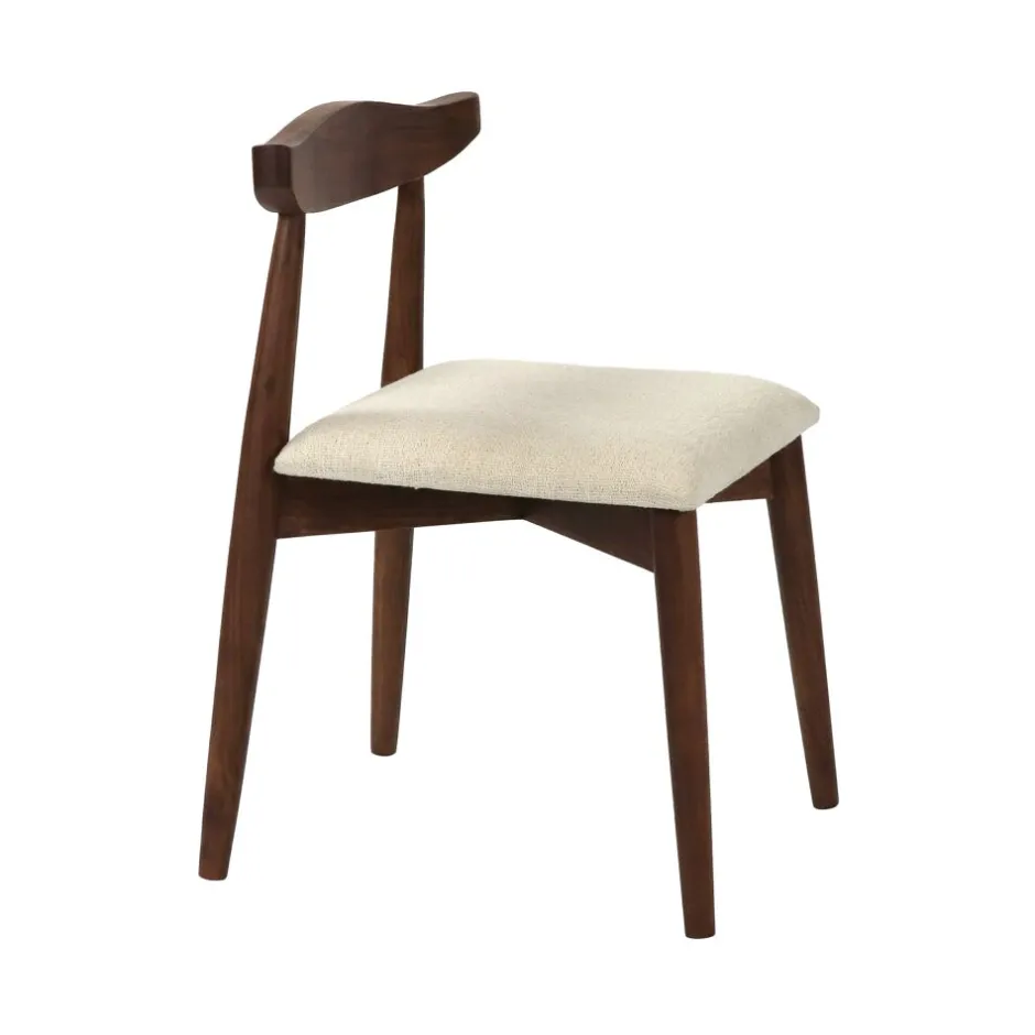 Pomax Chaises-MANDELA - chaise - bois d'acacia / lin - L 46,5 x W 53,5 x H 74 cm - brun