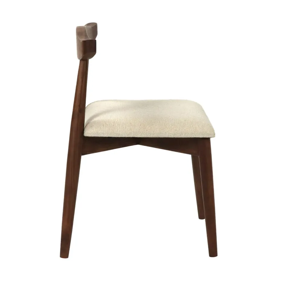 Pomax Chaises-MANDELA - chaise - bois d'acacia / lin - L 46,5 x W 53,5 x H 74 cm - brun