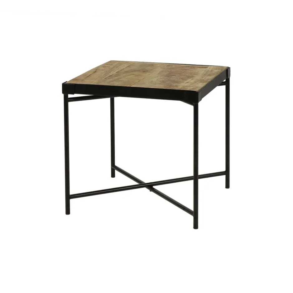 Pomax Concepts Modulaires-MATTEO - dessus de table - bois de mangier / métal - L 40 x W 40 X H 3 cm - naturel