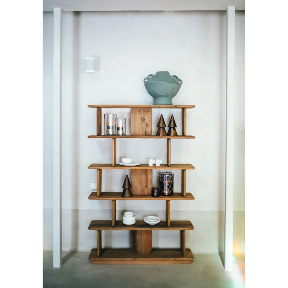 Pomax Étagères-MATTEO - étagère - bois récupéré - L 122 x W 30 x H 183 cm - naturel