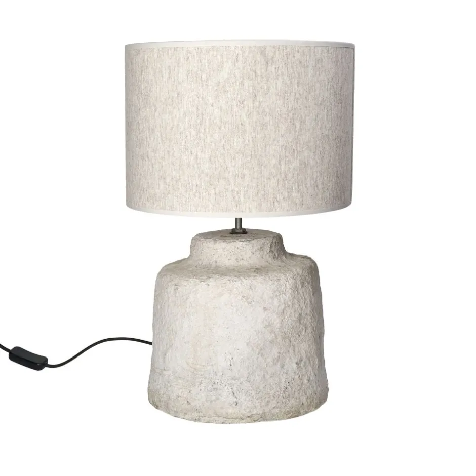 Pomax Pieds De Lampes-MEDEA - pied de lampe - papier mâché - DIA 25 x H 32 - blanc cassé