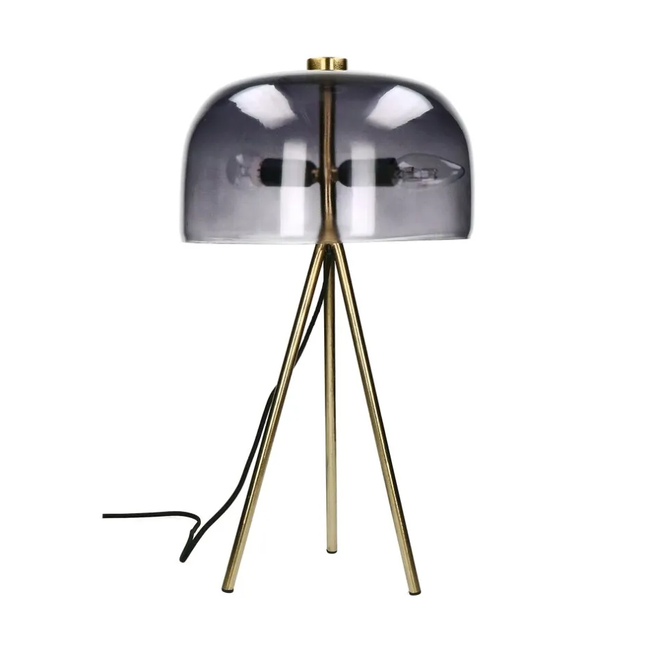 Pomax Lampes De Table-MICHAEL - lampe de table - métal / verre - DIA 30 x H 53 cm - fumé