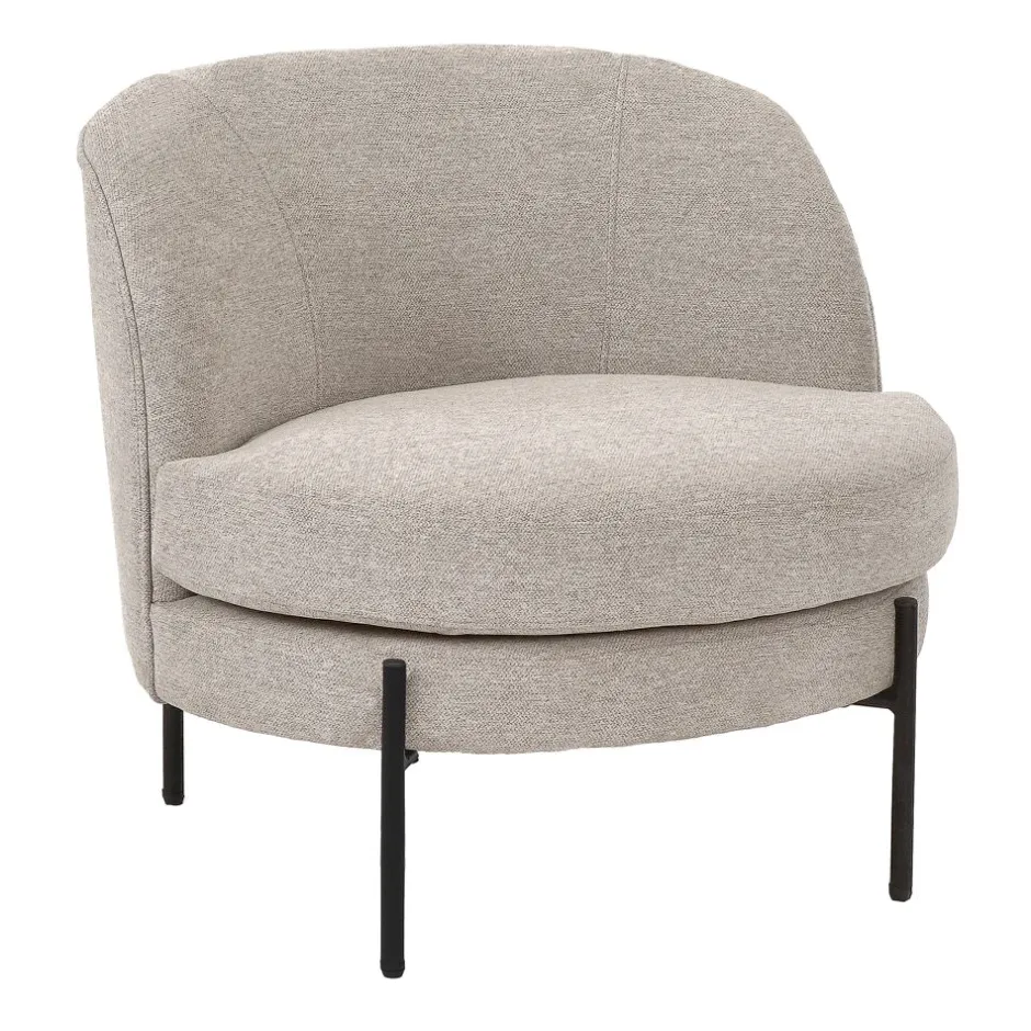 Pomax Canapés-MILES - chaise relax - tissu / métal - L 73 x W 68 x H 70 cm - beige