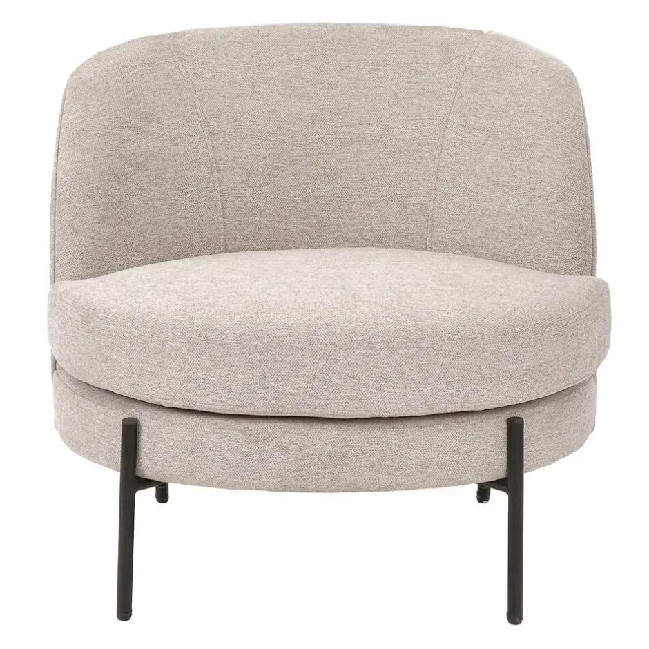 Pomax Canapés-MILES - chaise relax - tissu / métal - L 73 x W 68 x H 70 cm - beige