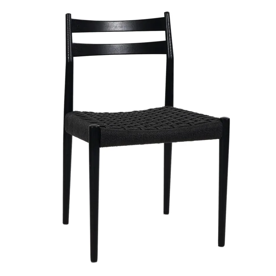 Pomax Chaises-MINOU - chaise - bois de frêne / papier - L 51,5 x W 51,5 x H 80 cm - noir