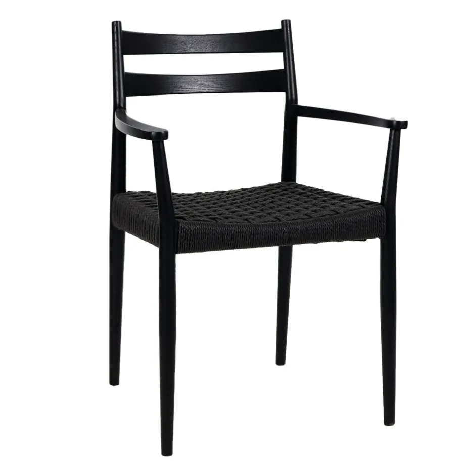 Pomax Chaises-MINOU - chaise - bois de frêne / papier - L 51,5 x W 57 x H 80 cm - noir