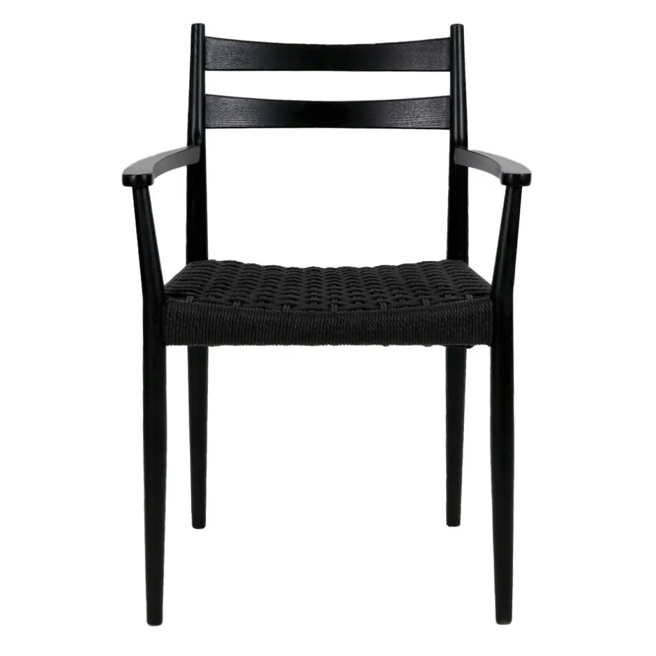 Pomax Chaises-MINOU - chaise - bois de frêne / papier - L 51,5 x W 57 x H 80 cm - noir