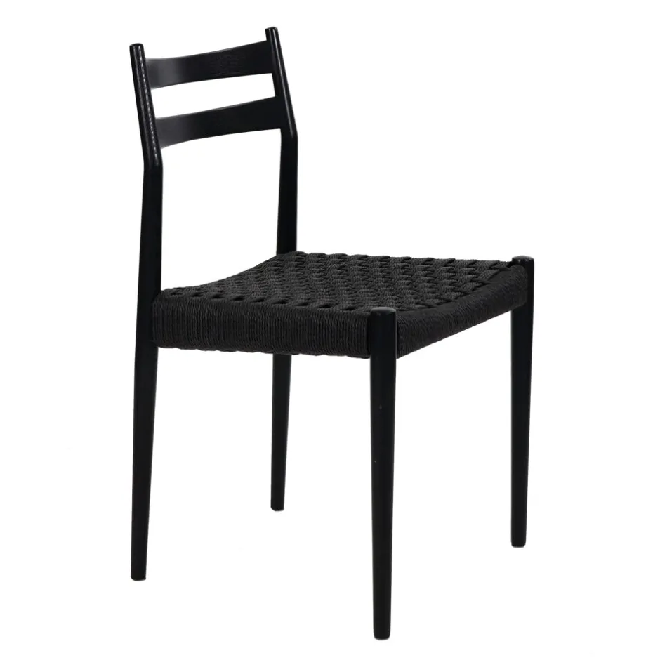 Pomax Chaises-MINOU - chaise - bois de frêne / papier - L 51,5 x W 51,5 x H 80 cm - noir