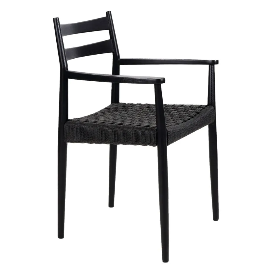Pomax Chaises-MINOU - chaise - bois de frêne / papier - L 51,5 x W 57 x H 80 cm - noir