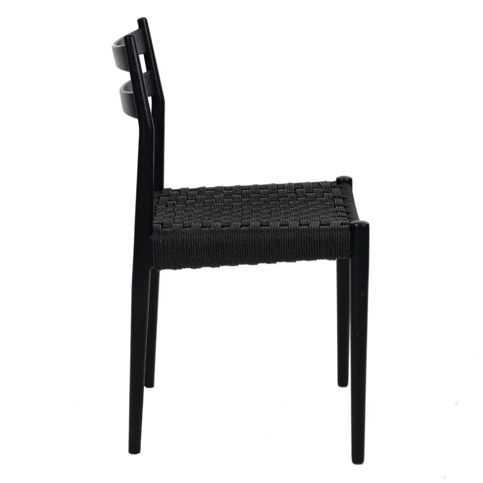 Pomax Chaises-MINOU - chaise - bois de frêne / papier - L 51,5 x W 51,5 x H 80 cm - noir