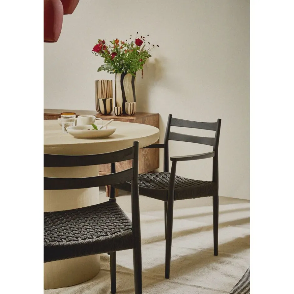 Pomax Chaises-MINOU - chaise - bois de frêne / papier - L 51,5 x W 57 x H 80 cm - noir