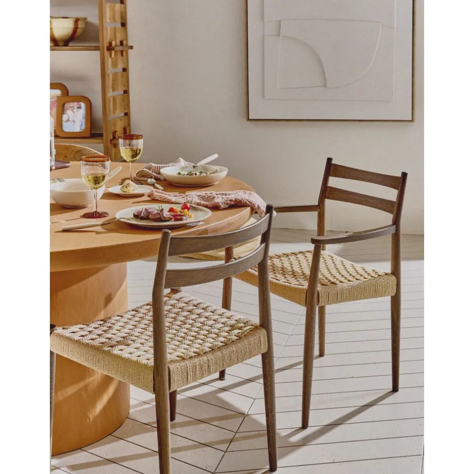 Pomax Chaises-MINOU - chaise - bois de frêne / papier - L 51,5 x W 51,5 x H 80 cm - noyer