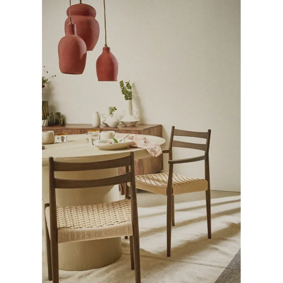 Pomax Chaises-MINOU - chaise - bois de frêne / papier - L 51,5 x W 51,5 x H 80 cm - noyer