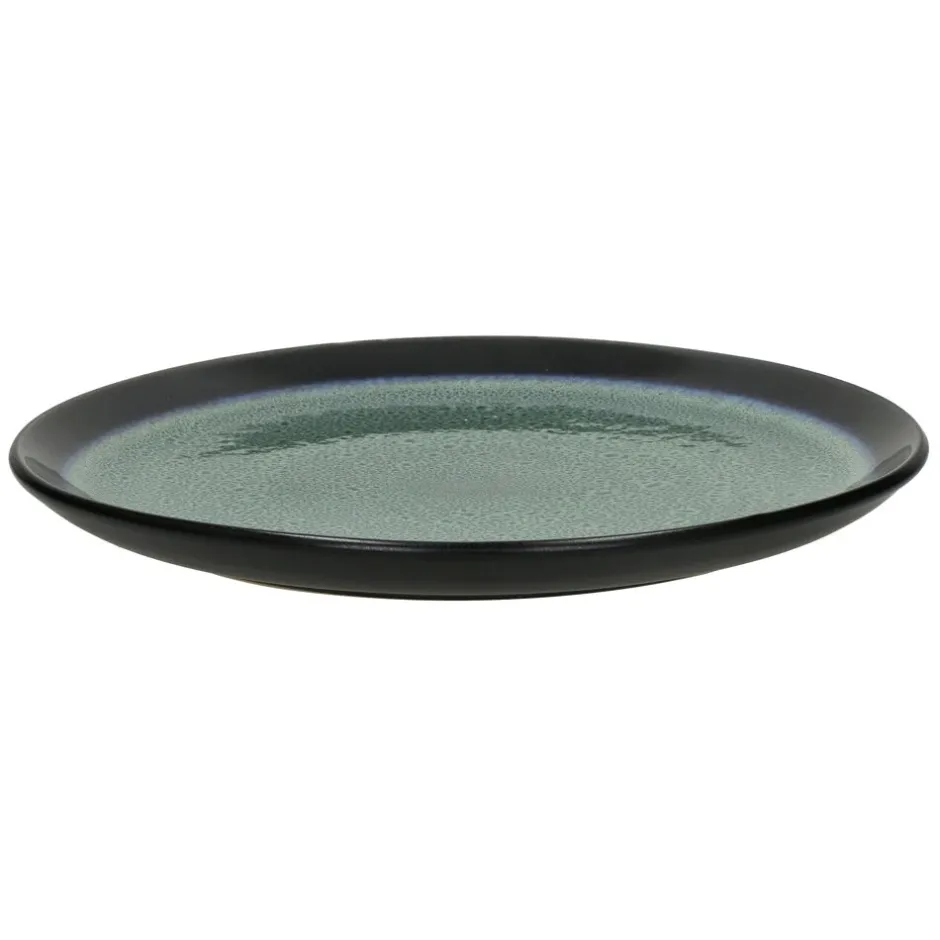 Pomax Vaisselle-MIRHA ESMERALDA - assiette plate - grès - DIA 27,2 x H 2,2 cm - vert