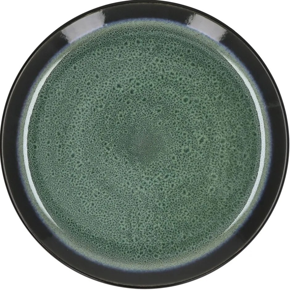 Pomax Vaisselle-MIRHA ESMERALDA - assiette plate - grès - DIA 27,2 x H 2,2 cm - vert