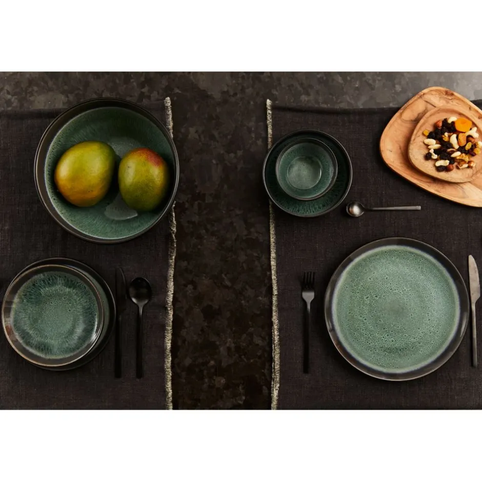 Pomax Vaisselle-MIRHA ESMERALDA - assiette plate - grès - DIA 27,2 x H 2,2 cm - vert