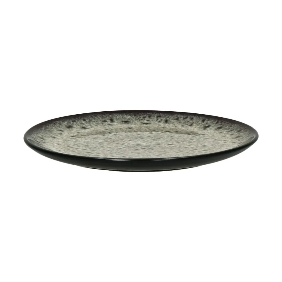 Pomax Vaisselle-MIRHA JASPER - assiette à dessert - grès - DIA 21,5 x H 2,1 cm - noir/blanc