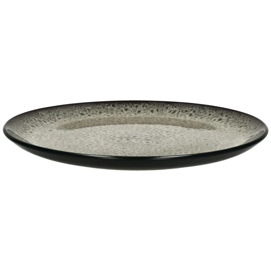 Pomax Vaisselle-MIRHA JASPER - assiette plate - grès - DIA 27,5 x H 2,3 cm - noir/blanc