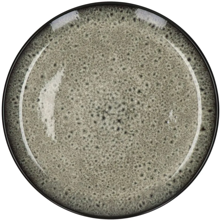 Pomax Vaisselle-MIRHA JASPER - assiette plate - grès - DIA 27,5 x H 2,3 cm - noir/blanc