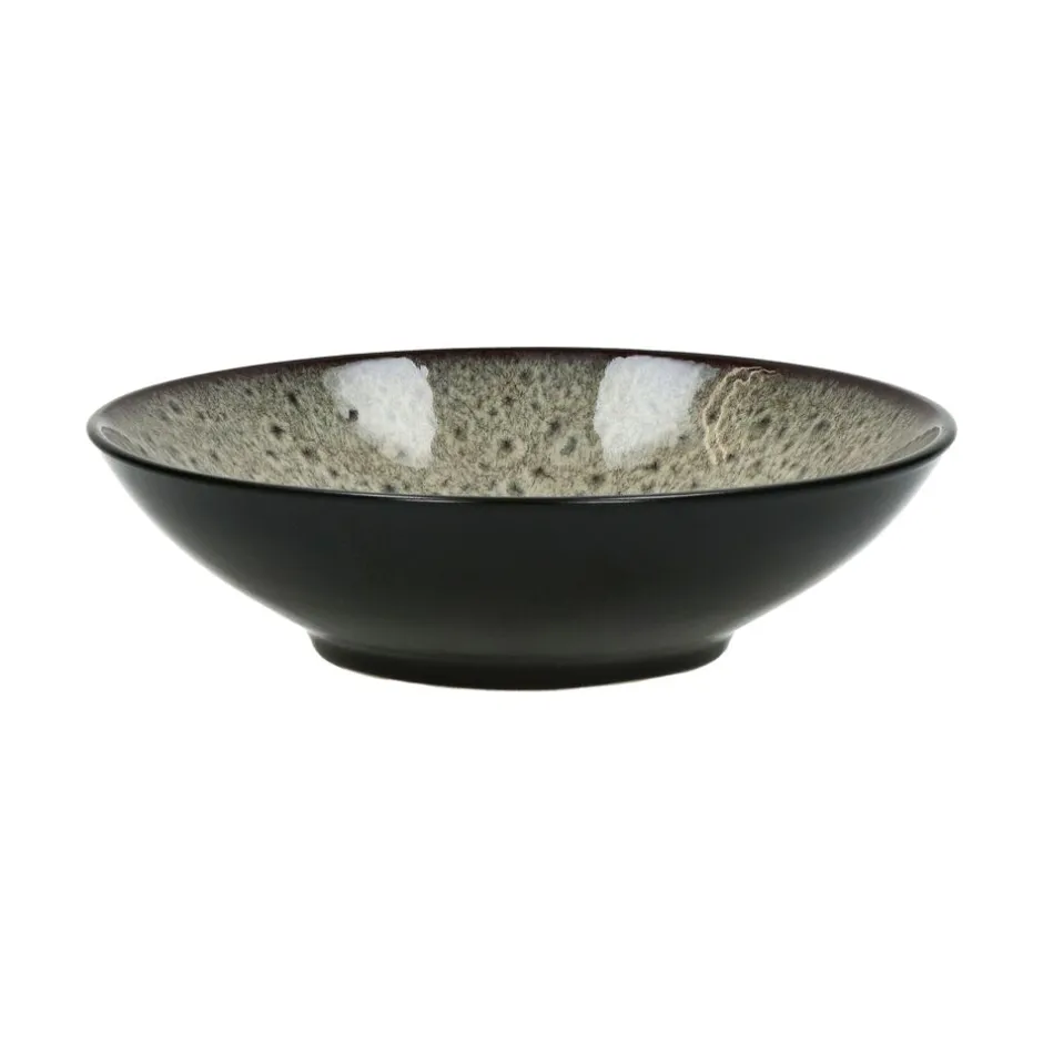 Pomax Vaisselle-MIRHA JASPER - bol à soupe - grès - DIA 18,9 x H 5,2 cm - noir/blanc