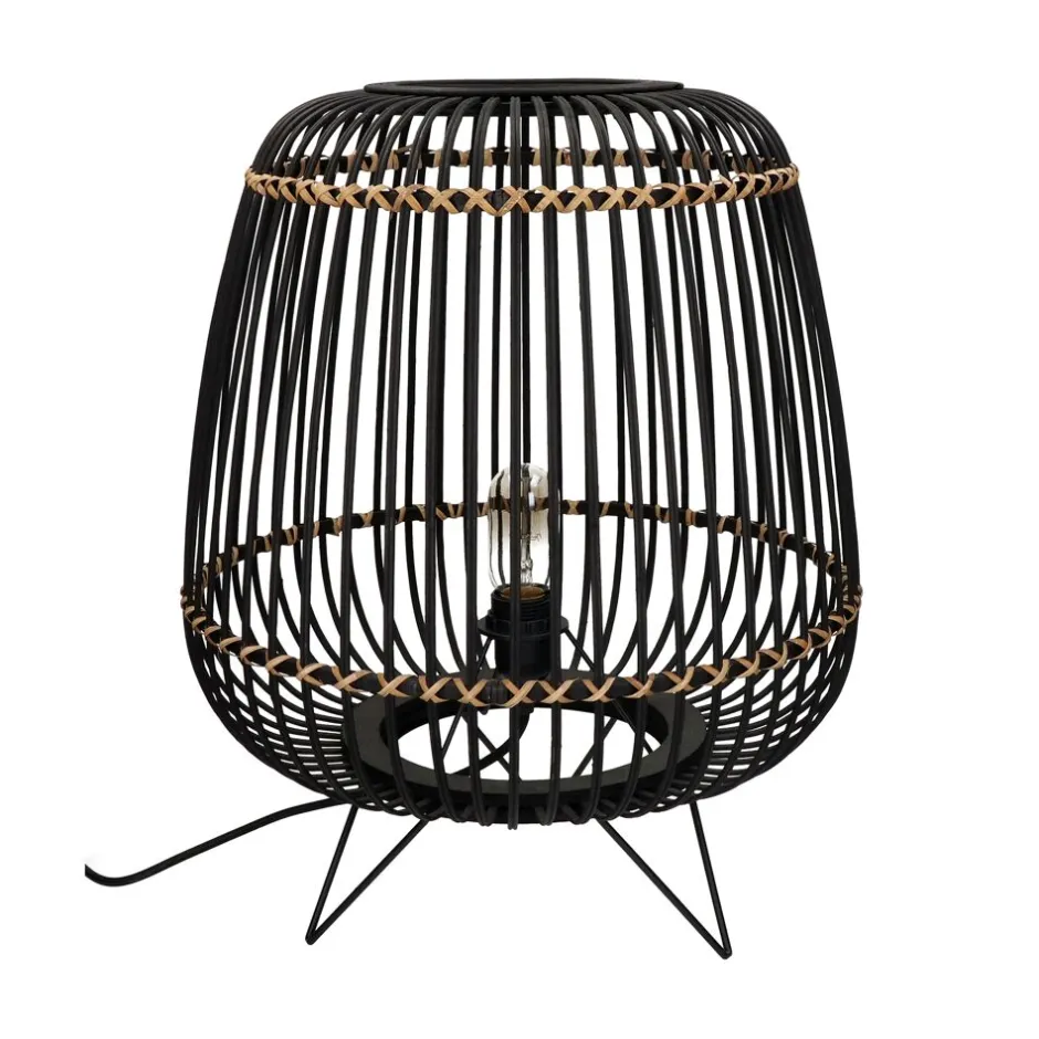 Pomax Lampes De Table-MOMOK - lampe de table - bambou / métal - DIA 42 x H 52,5 cm - noir