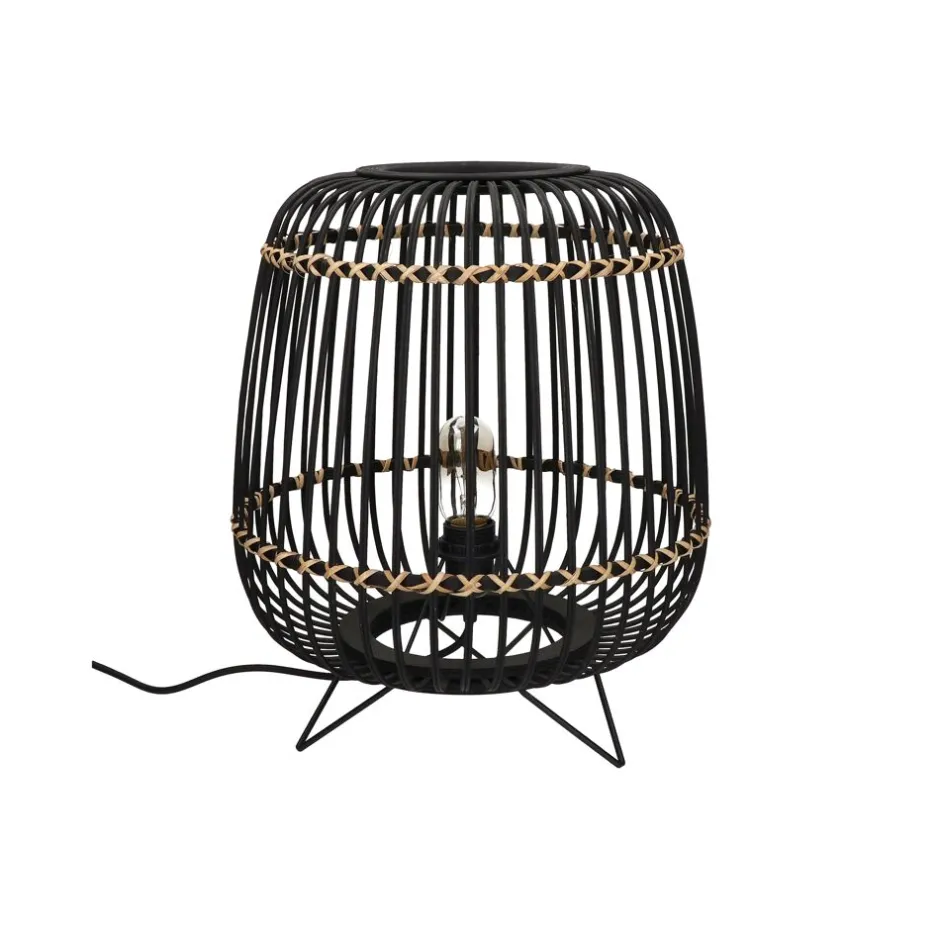 Pomax Lampes De Table-MOMOK - lampe de table - bambou / métal - DIA 36 x H 43 cm - noir