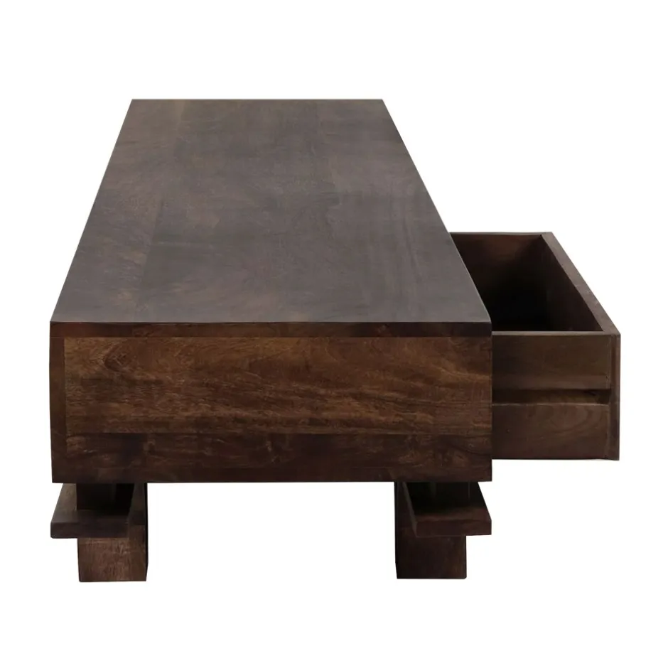 Pomax Armoires-MONTAGU - meuble tv - bois de mangier - L 180 x W 45 x H 37 cm - noyer