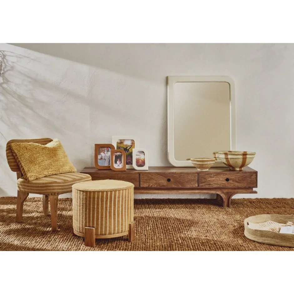 Pomax Armoires-MONTAGU - meuble tv - bois de mangier - L 180 x W 45 x H 37 cm - noyer