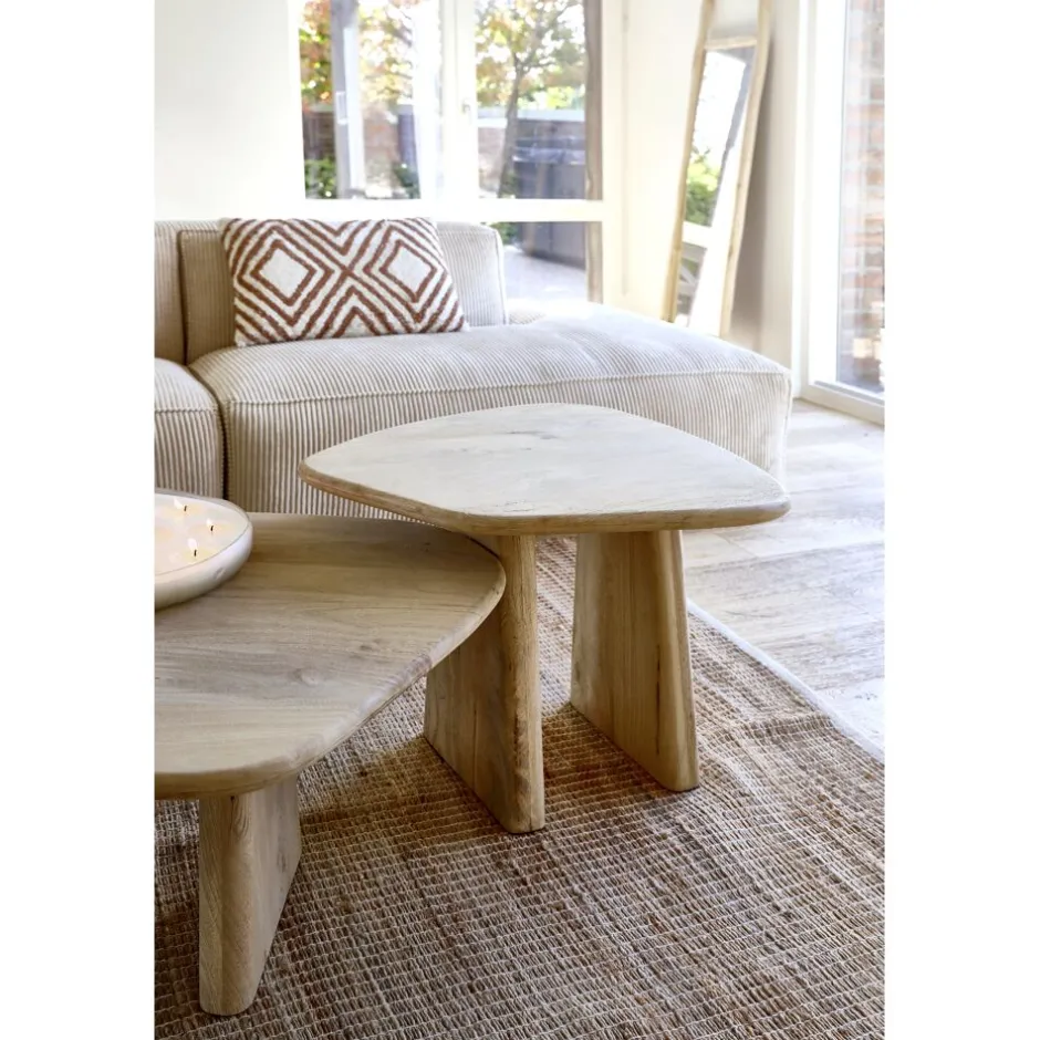 Pomax Tables Basses | Tables-MONTREAL - table basse - bois de mangier / métal - L 60 x W 60 x H 50 cm - naturel