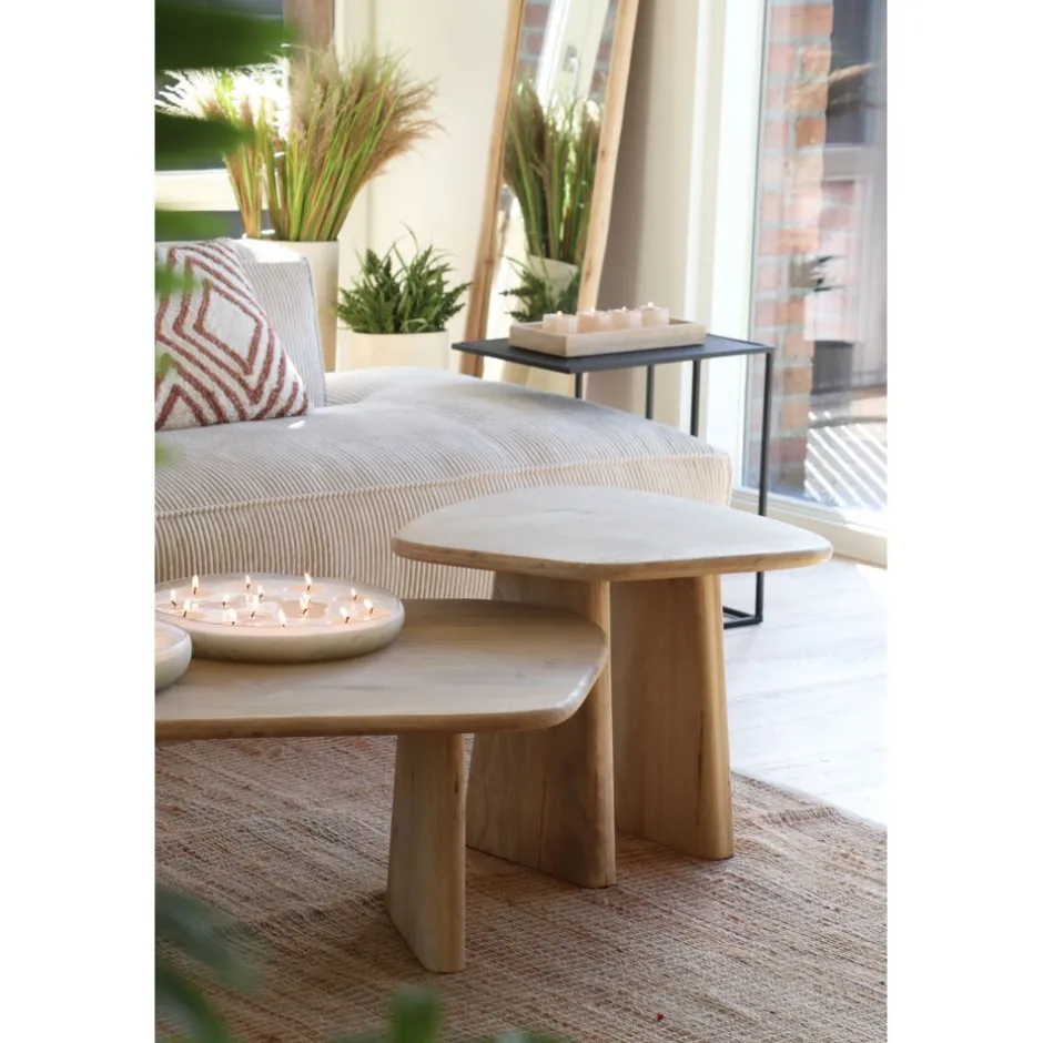 Pomax Tables Basses | Tables-MONTREAL - table basse - bois de mangier / métal - L 120 x W 70 x H 40 cm - naturel