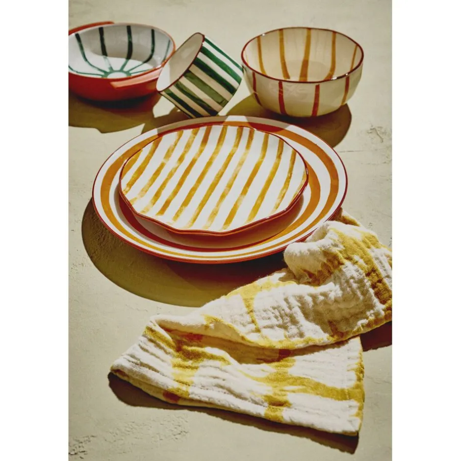 Pomax Vaisselle-MYKONOS - assiette à dessert - porcelaine - DIA 20,3 x H 2 cm - jaune