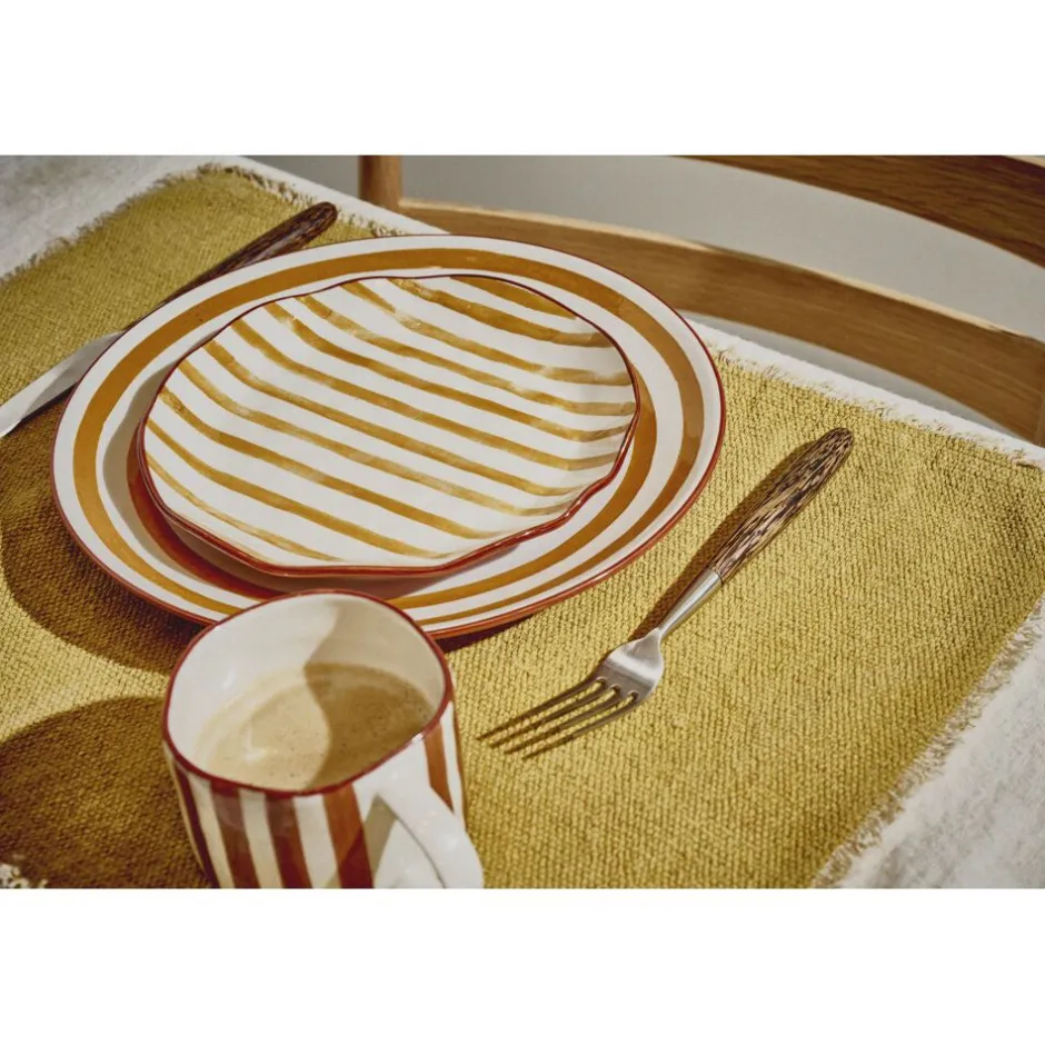 Pomax Vaisselle-MYKONOS - assiette à dessert - porcelaine - DIA 20,3 x H 2 cm - jaune