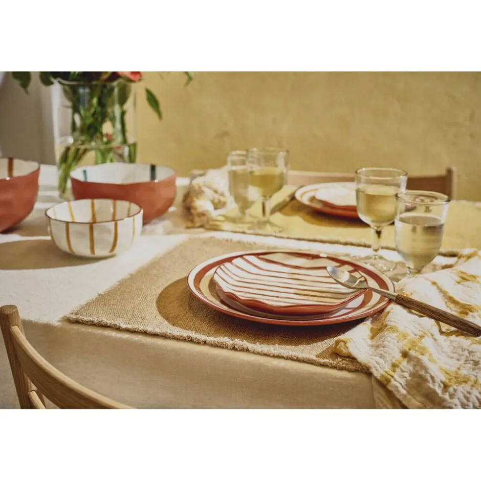 Pomax Vaisselle-MYKONOS - assiette à dessert - porcelaine - DIA 20,3 x H 2 cm - rouille