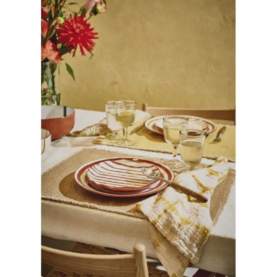 Pomax Vaisselle-MYKONOS - assiette à dessert - porcelaine - DIA 20,3 x H 2 cm - rouille
