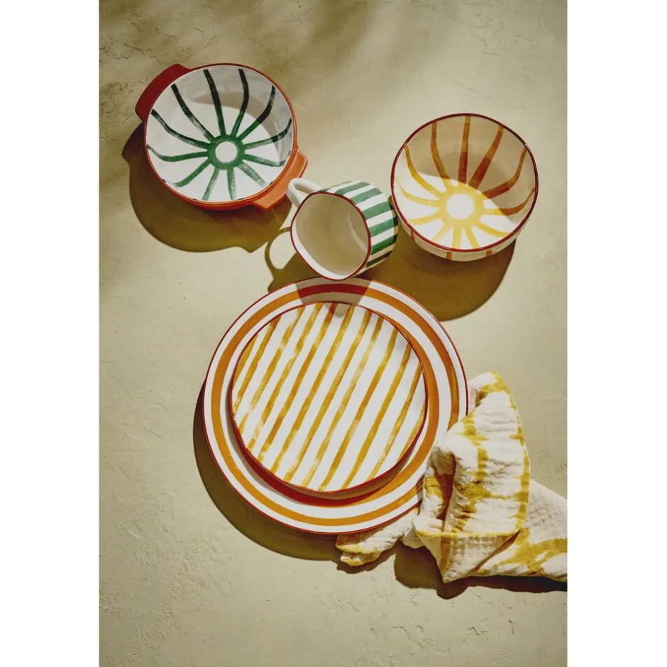 Pomax Vaisselle-MYKONOS - assiette plate - porcelaine - DIA 27 x H 2,5 cm - jaune