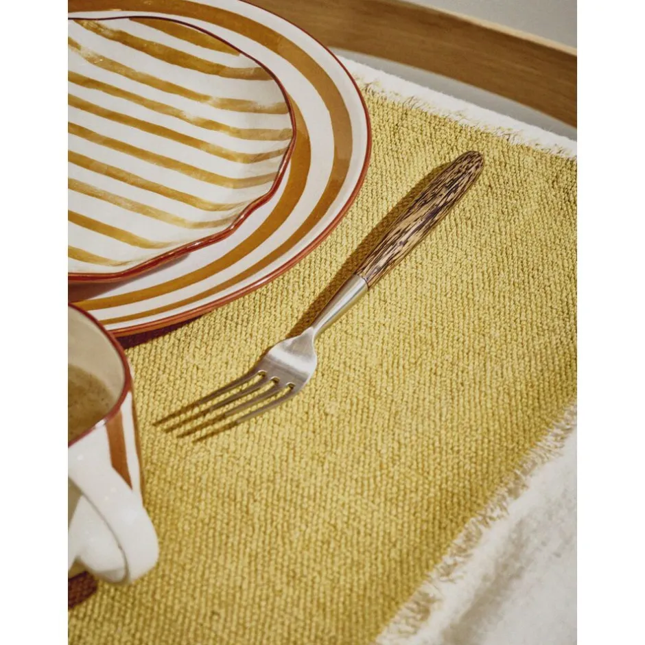 Pomax Vaisselle-MYKONOS - assiette plate - porcelaine - DIA 27 x H 2,5 cm - jaune